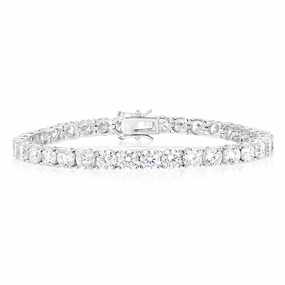 Sterling Silver Rhodium Plated 5mm Cubic Zirconia 18.4cm Bracelet
