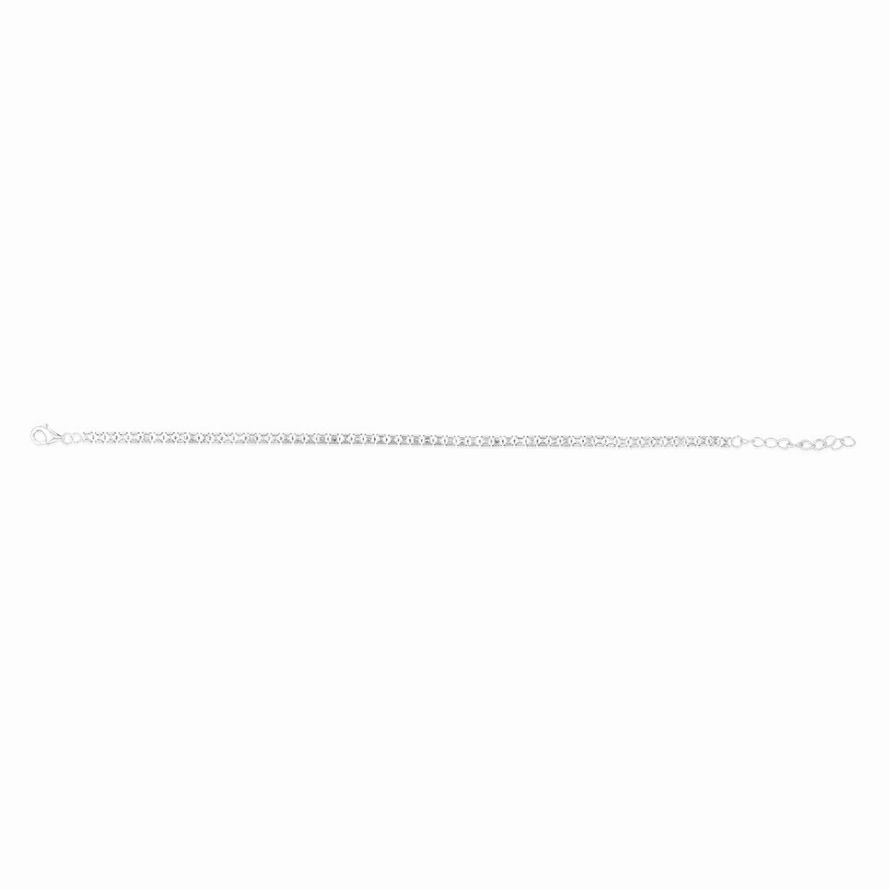 Sterling Silver Rhodium Plated White Princess Cut Zirconia 16.5 3cm Tennis Bracelet