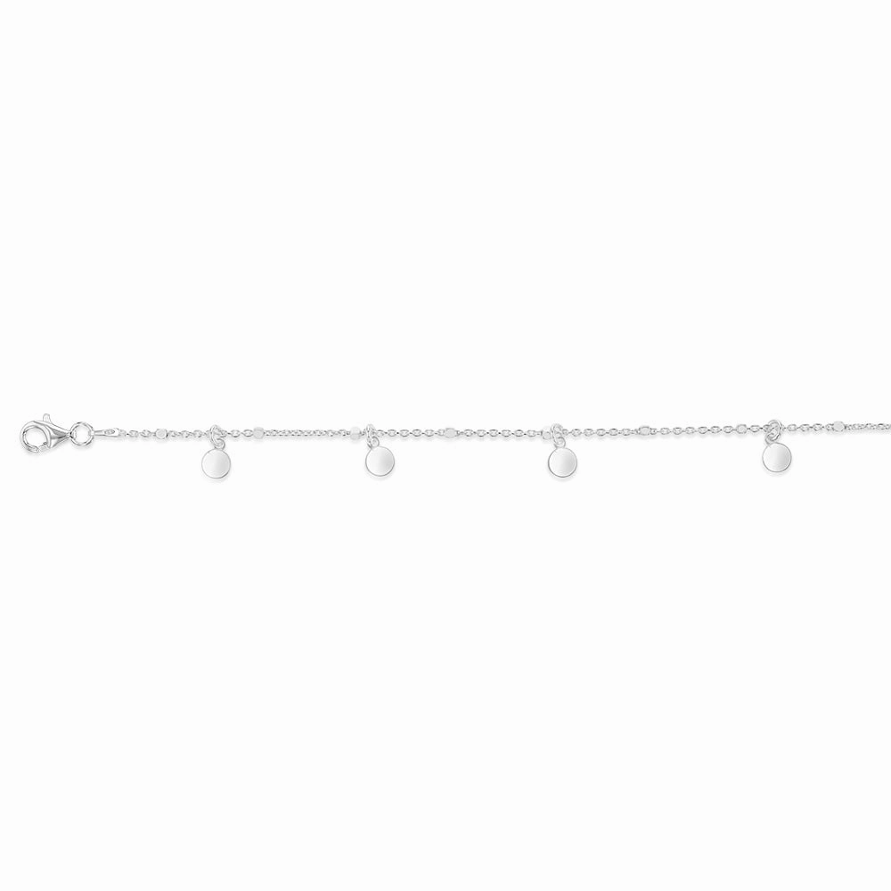 Sterling Silver Round Charm 27cm Anklet