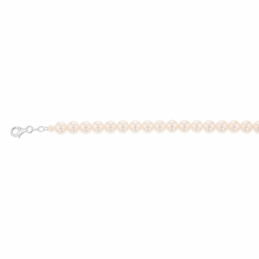 Sterling Silver Simulated Pearls 19cm Chain