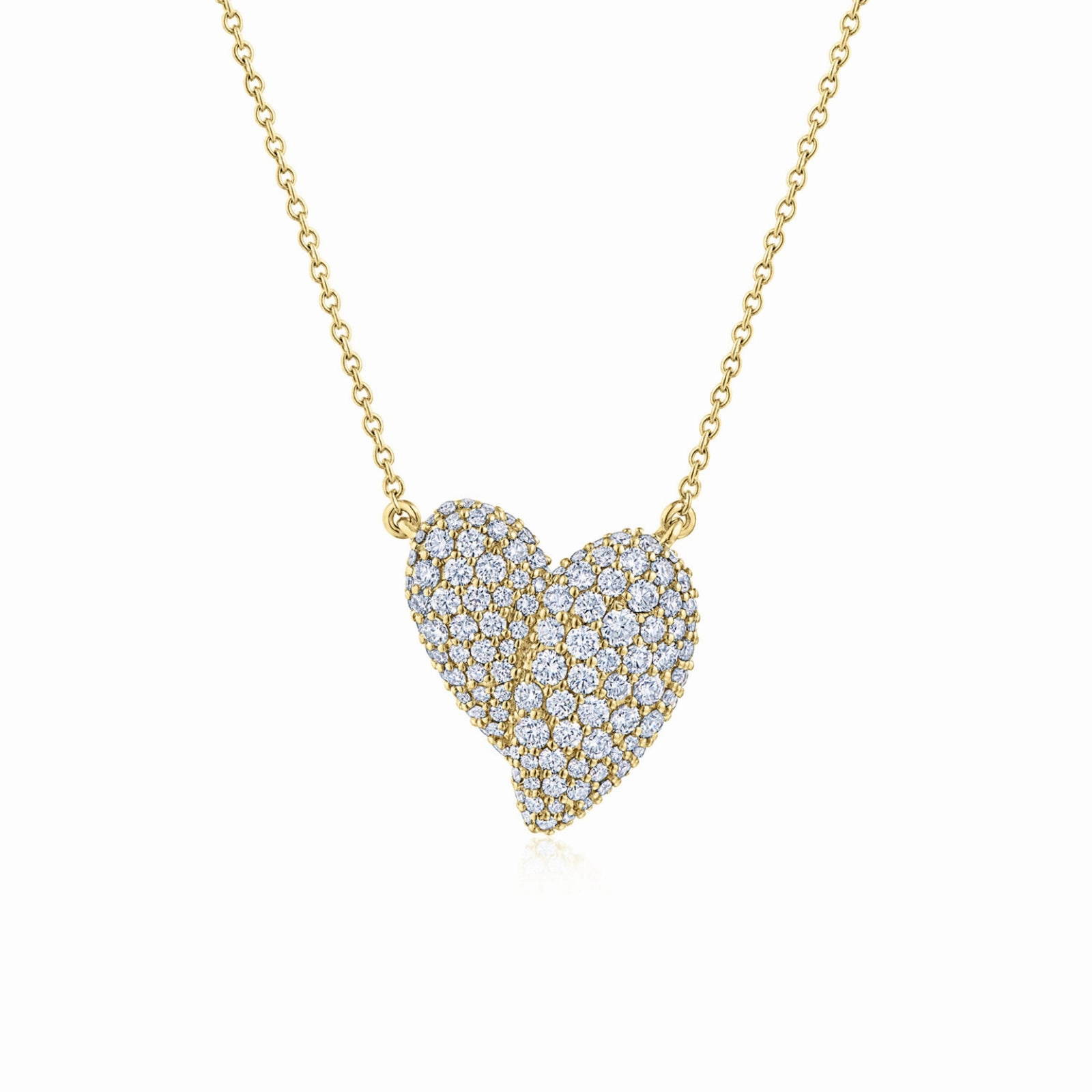 Stylized Heart Pendant with Pav Diamonds