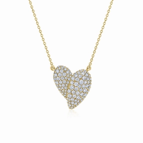 Stylized Heart Pendant with Pav Diamonds