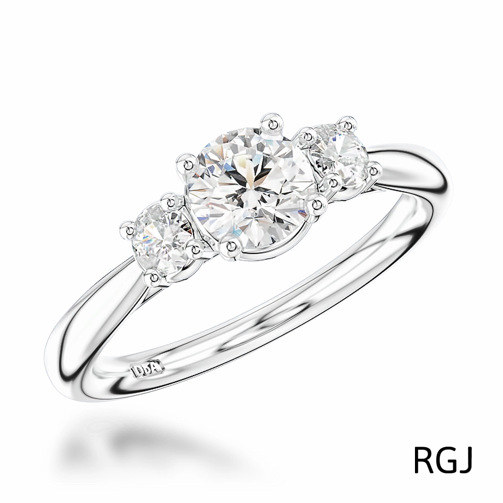 The Aldany Platinum 0.96ct Round Brilliant Cut Diamond Three Stone Engagement Ring