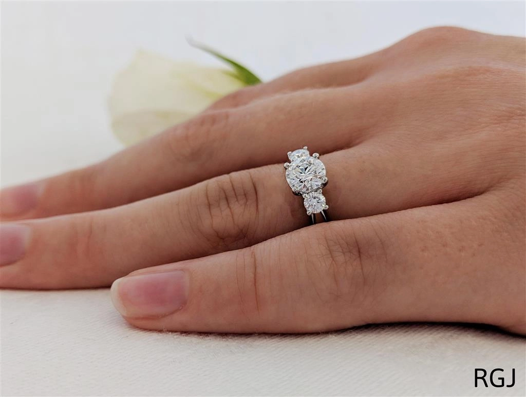 The Aldany Platinum 0.96ct Round Brilliant Cut Diamond Three Stone Engagement Ring