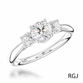 The Aldany Platinum 0.96ct Round Brilliant Cut Diamond Three Stone Engagement Ring