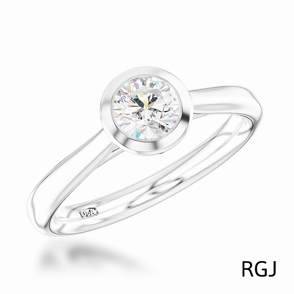 The Alena Platinum 0.50ct Round Brilliant Cut Diamond Solitaire Engagement Ring With 0.02ct Diamond Detailing