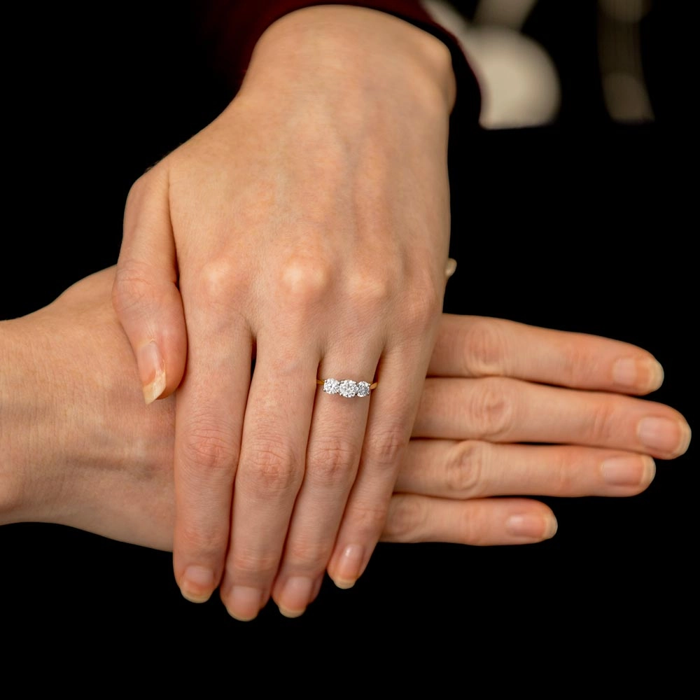 The Alyssa 18ct Yellow Gold And Platinum Round Brilliant Cut Diamond Three Stone Engagement Ring
