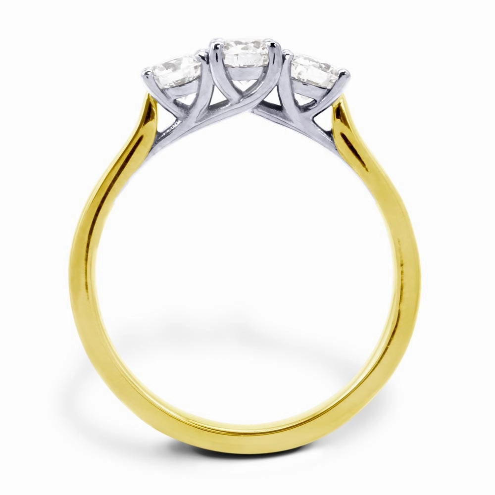 The Alyssa 18ct Yellow Gold And Platinum Round Brilliant Cut Diamond Three Stone Engagement Ring