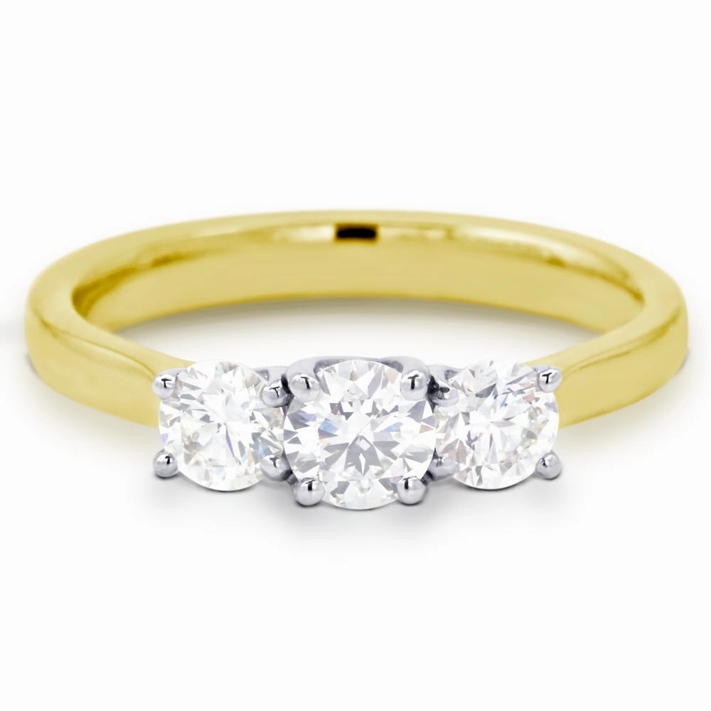 The Alyssa 18ct Yellow Gold And Platinum Round Brilliant Cut Diamond Three Stone Engagement Ring