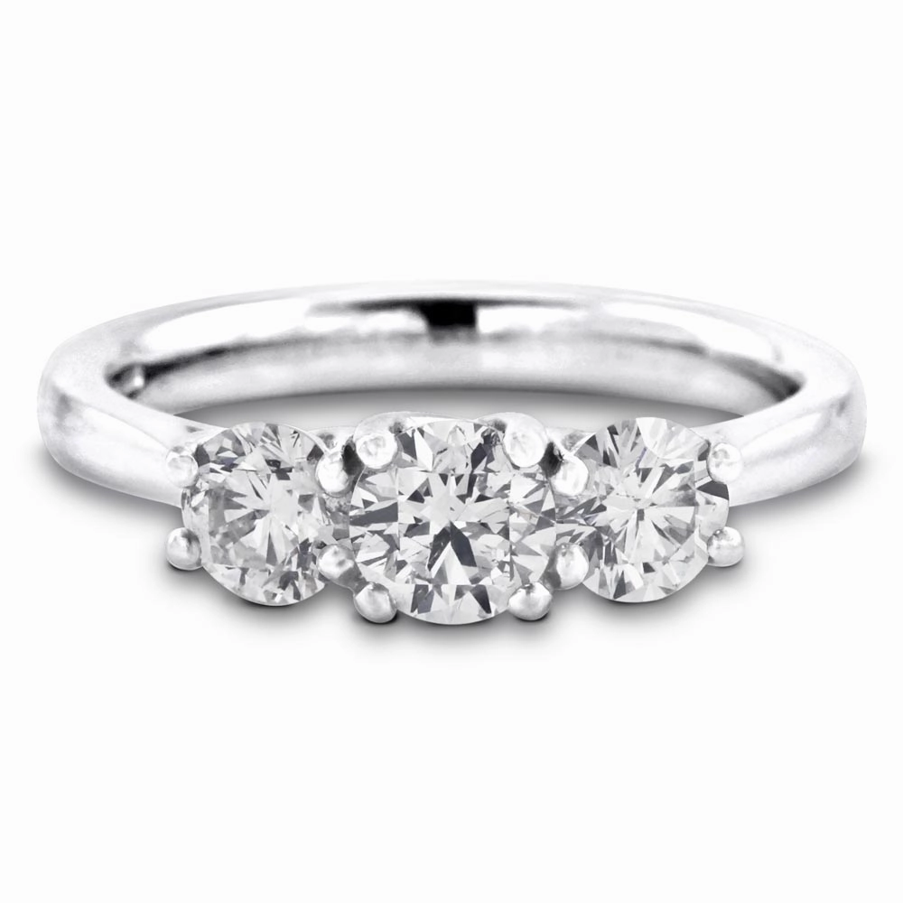 The Alyssa Platinum Round Brilliant Cut Diamond Three Stone Engagement Ring