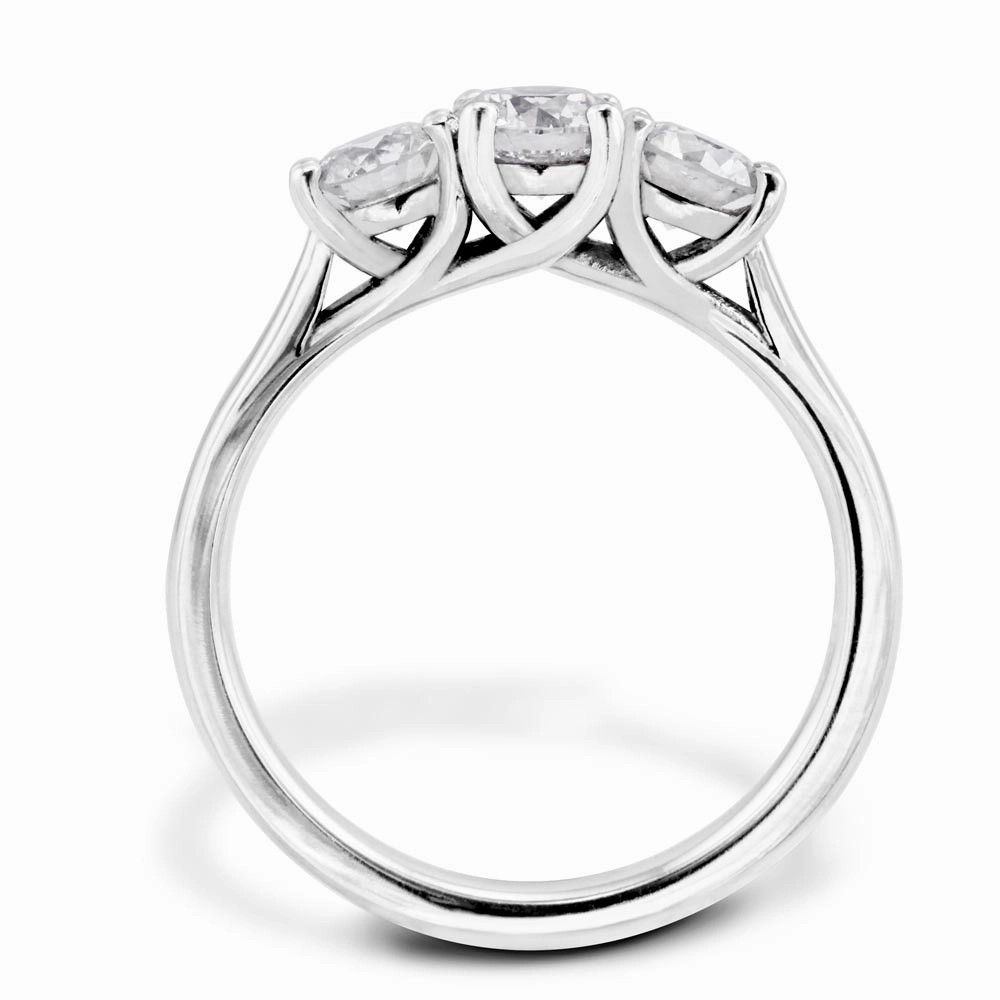 The Alyssa Platinum Round Brilliant Cut Diamond Three Stone Engagement Ring