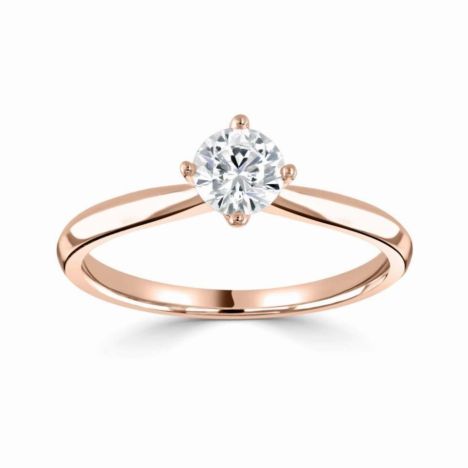 The Bellflower 18ct Rose Gold Round Brilliant Cut Diamond Solitaire Engagement Ring