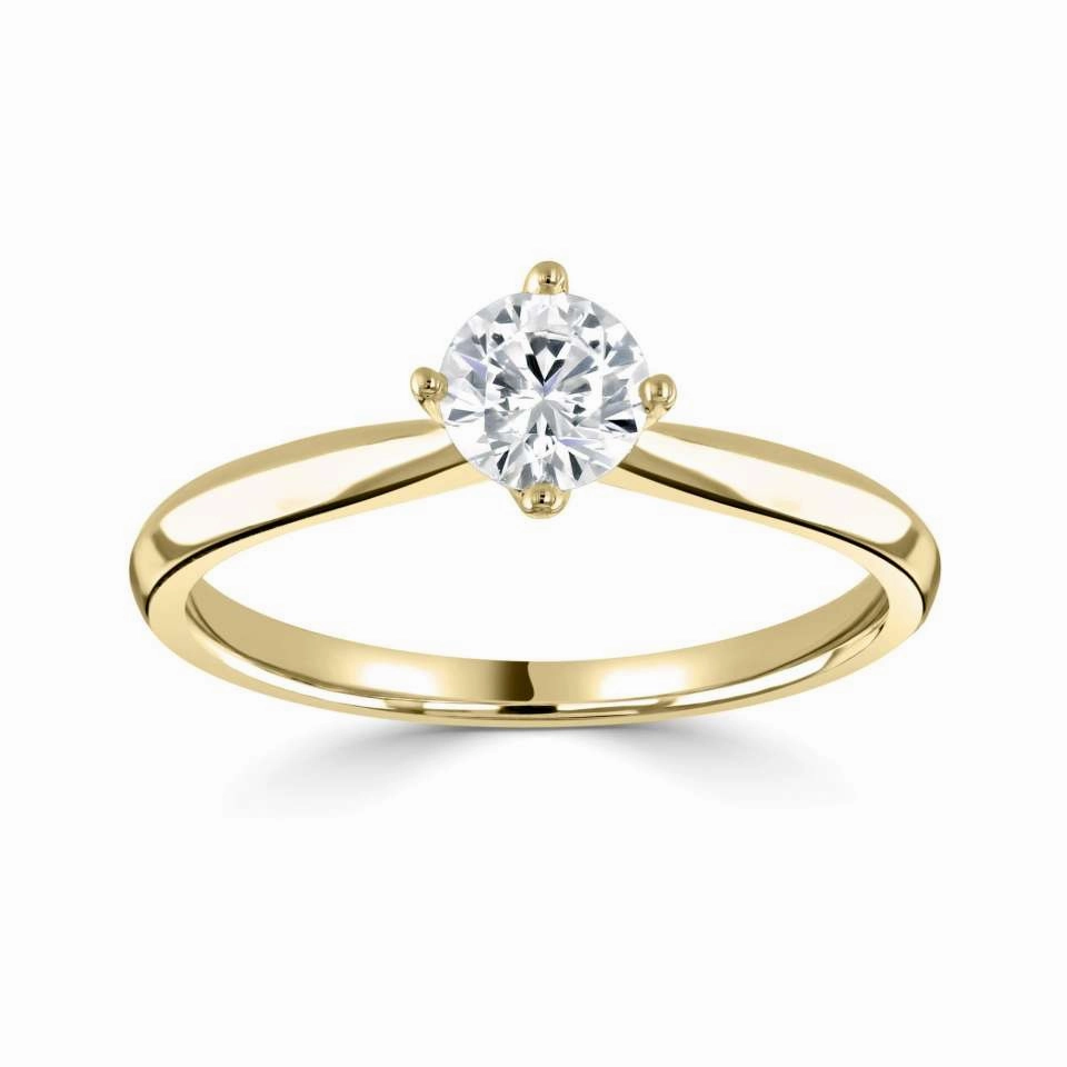 The Bellflower 18ct Yellow Gold Round Brilliant Cut Diamond Solitaire Engagement Ring
