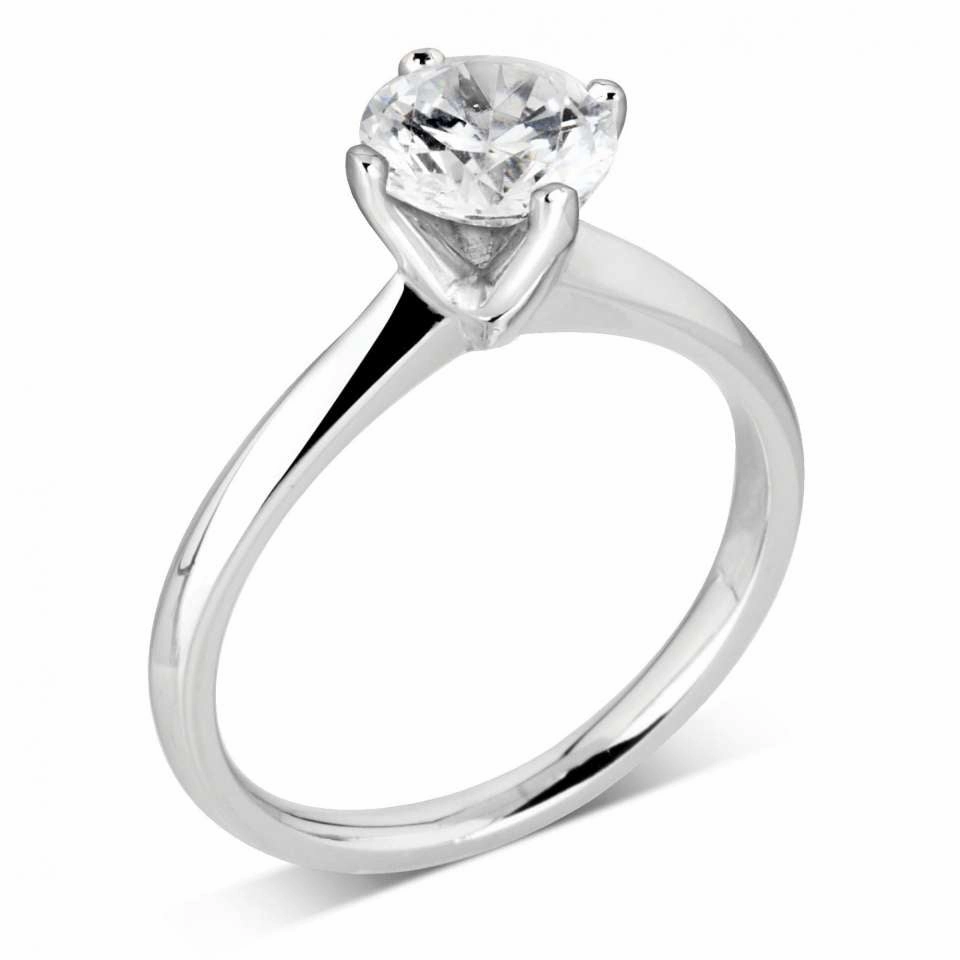 The Bellflower Platinum Round Brilliant Cut Diamond Solitaire Engagement Ring