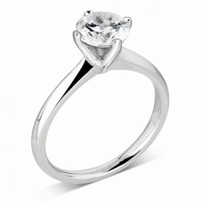The Bellflower Platinum Round Brilliant Cut Diamond Solitaire Engagement Ring