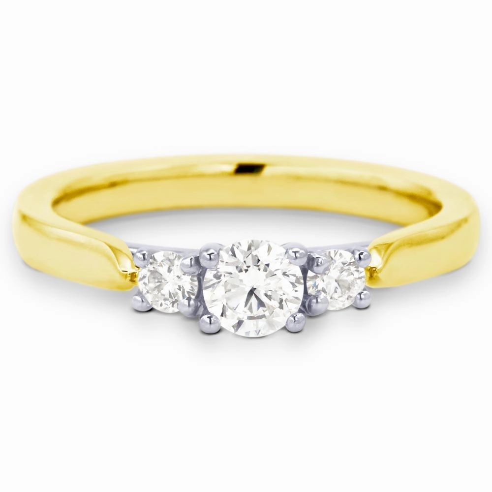 The Bryony 18ct Yellow Gold And Platinum Diamond Three Stone Engagement Ring
