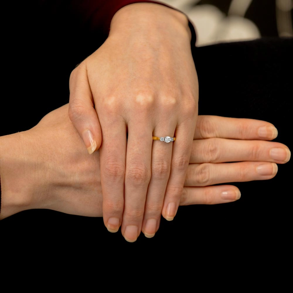 The Bryony 18ct Yellow Gold And Platinum Diamond Three Stone Engagement Ring