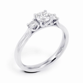 The Bryony Platinum Round Brilliant Cut Diamond Three Stone Engagement Ring