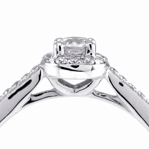 The Buttercup Platinum Round Brilliant Cut Diamond Halo Engagement Ring With Diamond Set Shoulders