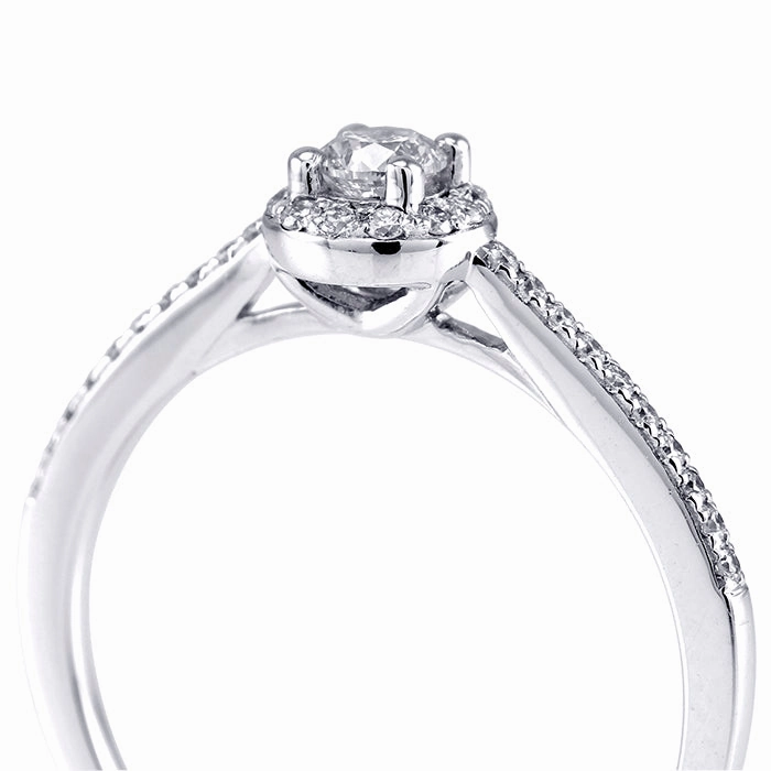 The Buttercup Platinum Round Brilliant Cut Diamond Halo Engagement Ring With Diamond Set Shoulders