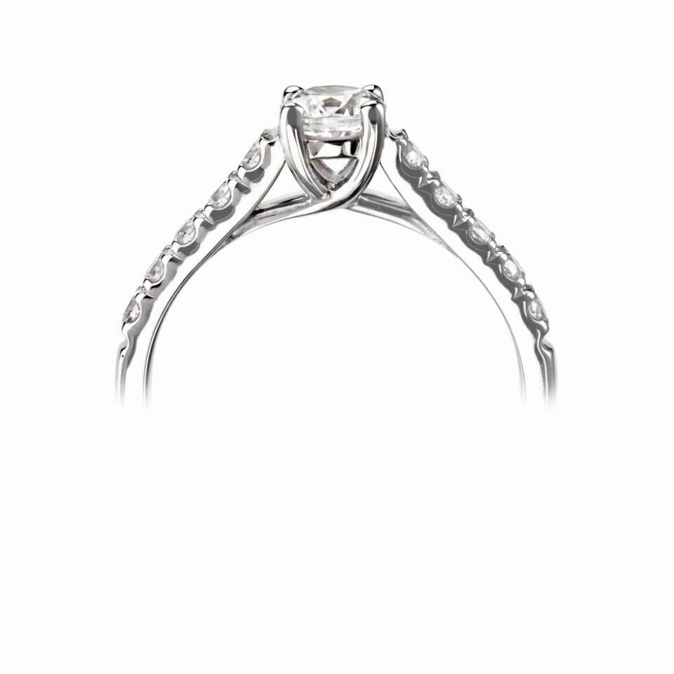 The Calla Platinum Round Brilliant Cut Diamond Solitaire Engagement Ring With Diamond Set Shoulders
