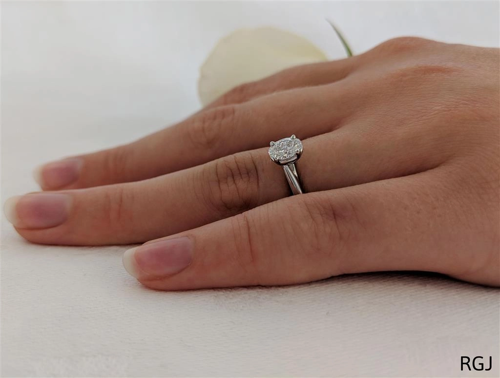 The Capri Platinum 0.43ct Oval Cut Diamond Solitaire Engagement Ring