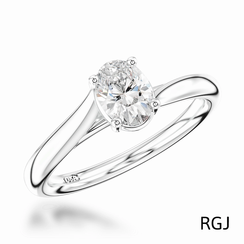 The Capri Platinum 0.43ct Oval Cut Diamond Solitaire Engagement Ring