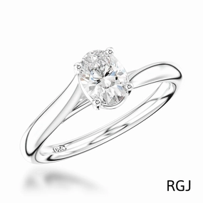 The Capri Platinum 0.43ct Oval Cut Diamond Solitaire Engagement Ring