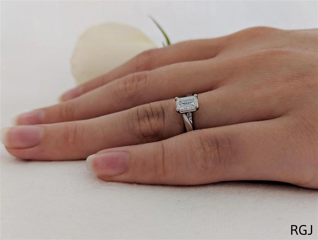The Capri Platinum 0.70ct Emerald Cut Diamond Solitaire Engagement Ring