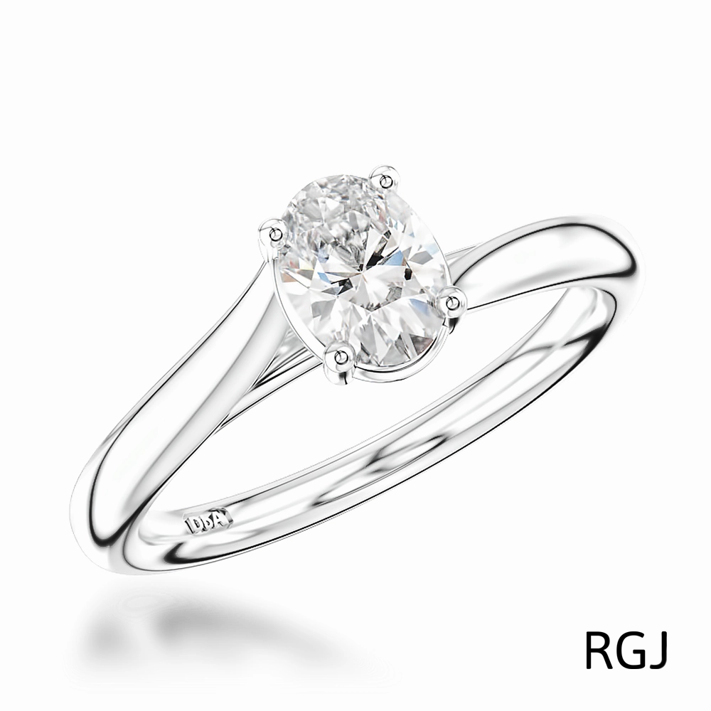 The Capri Platinum 0.70ct Oval Cut Diamond Solitaire Engagement Ring