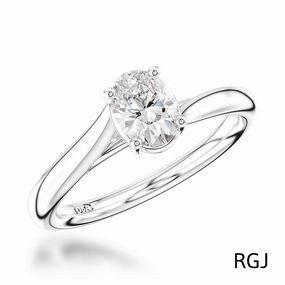 The Capri Platinum 0.70ct Oval Cut Diamond Solitaire Engagement Ring