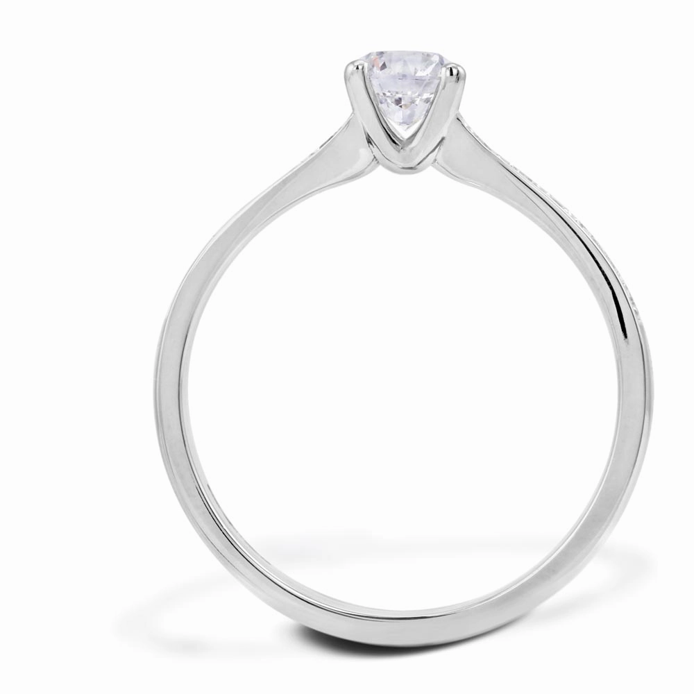 The Cassia Platinum Round Brilliant Cut Diamond Solitaire Engagement Ring With Diamond Set Shoulders
