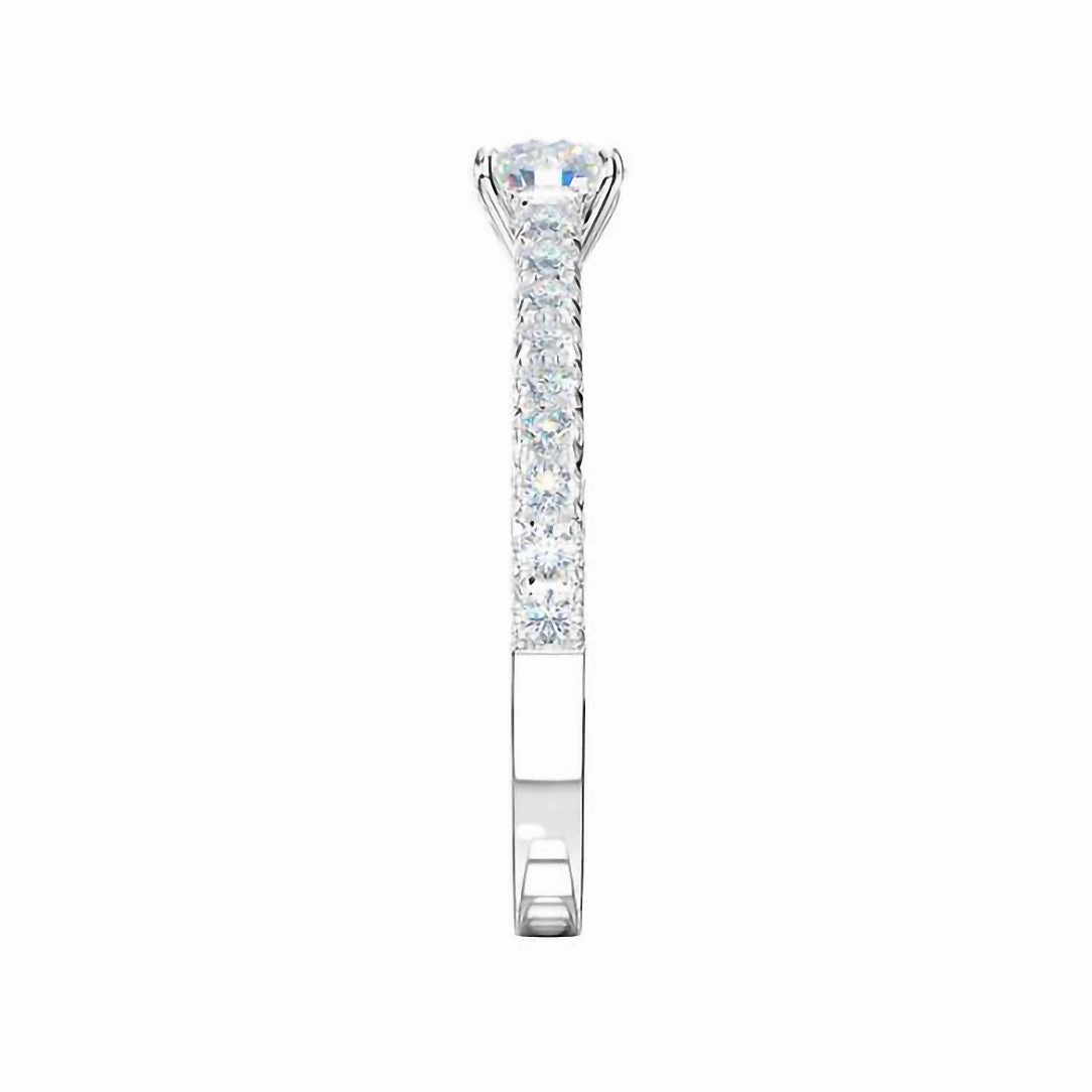The Cherish Platinum Round Brilliant Cut Diamond Solitaire Engagement Ring With Diamond Set Shoulders