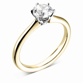 The Cherry Blossom 18ct Yellow Gold And Platinum Round Brilliant Cut Diamond Solitaire Engagement Ring