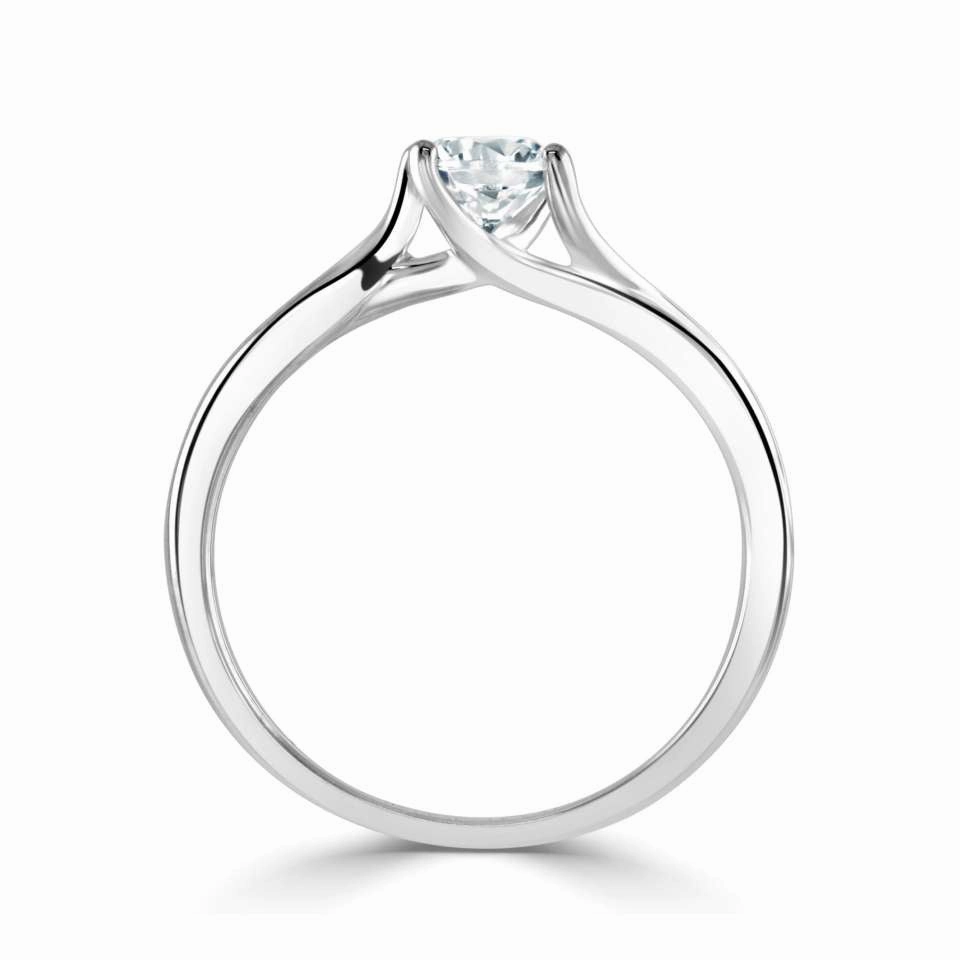 The Daisy Platinum Round Brilliant Cut Diamond Solitaire Engagement Ring