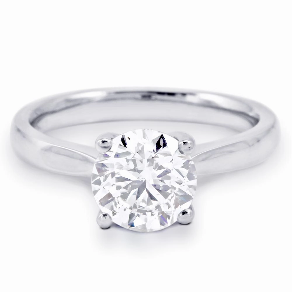 The Daphne Platinum Round Brilliant Cut Diamond Solitaire Engagement Ring