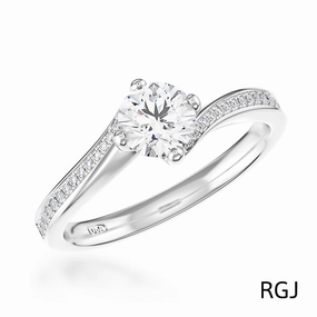 The Dursey Platinum 0.40ct Round Brilliant Cut Diamond Solitaire Engagement Ring With 0.21ct Diamond Set Shoulders