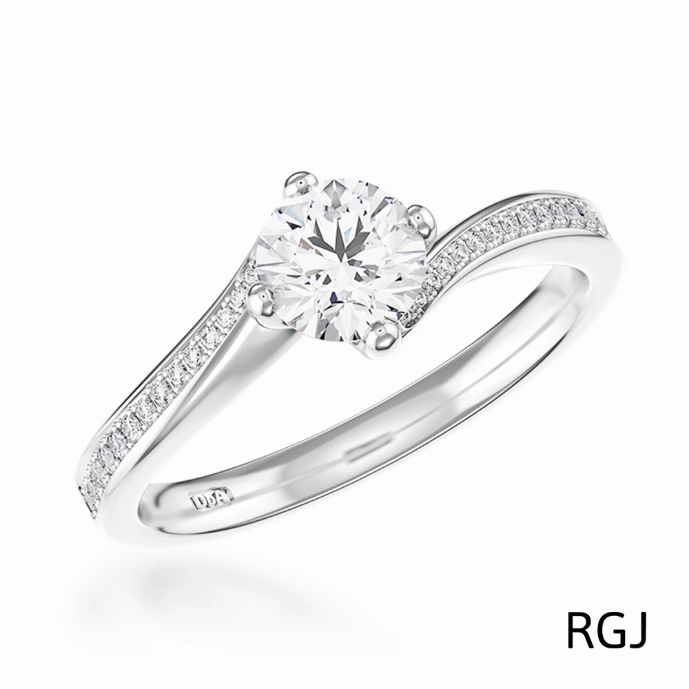 The Dursey Platinum 0.40ct Round Brilliant Cut Diamond Solitaire Engagement Ring With 0.21ct Diamond Set Shoulders