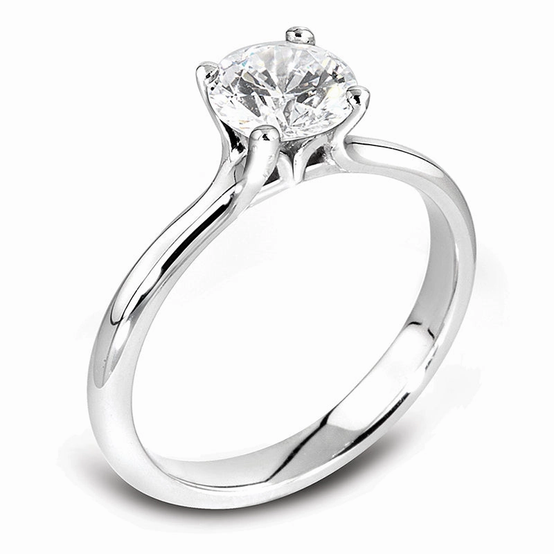 The Felicia Platinum Round Brilliant Cut Diamond Solitaire Engagement Ring