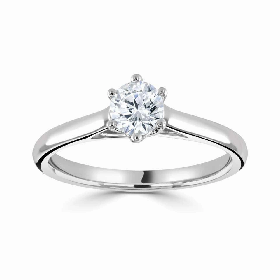 The Freesia Platinum Round Brilliant Cut Diamond Solitaire Engagement Ring