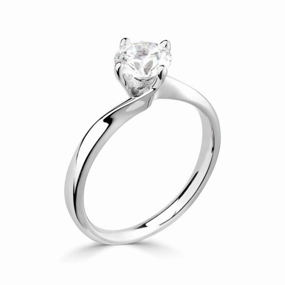 The Gladiolus Platinum Round Brilliant Cut Diamond Solitaire Engagement Ring