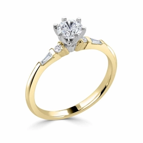 The Gloriosa 18ct Yellow Gold And Platinum Round Brilliant Cut Diamond Solitaire Engagement Ring With Diamond Set Shoulders