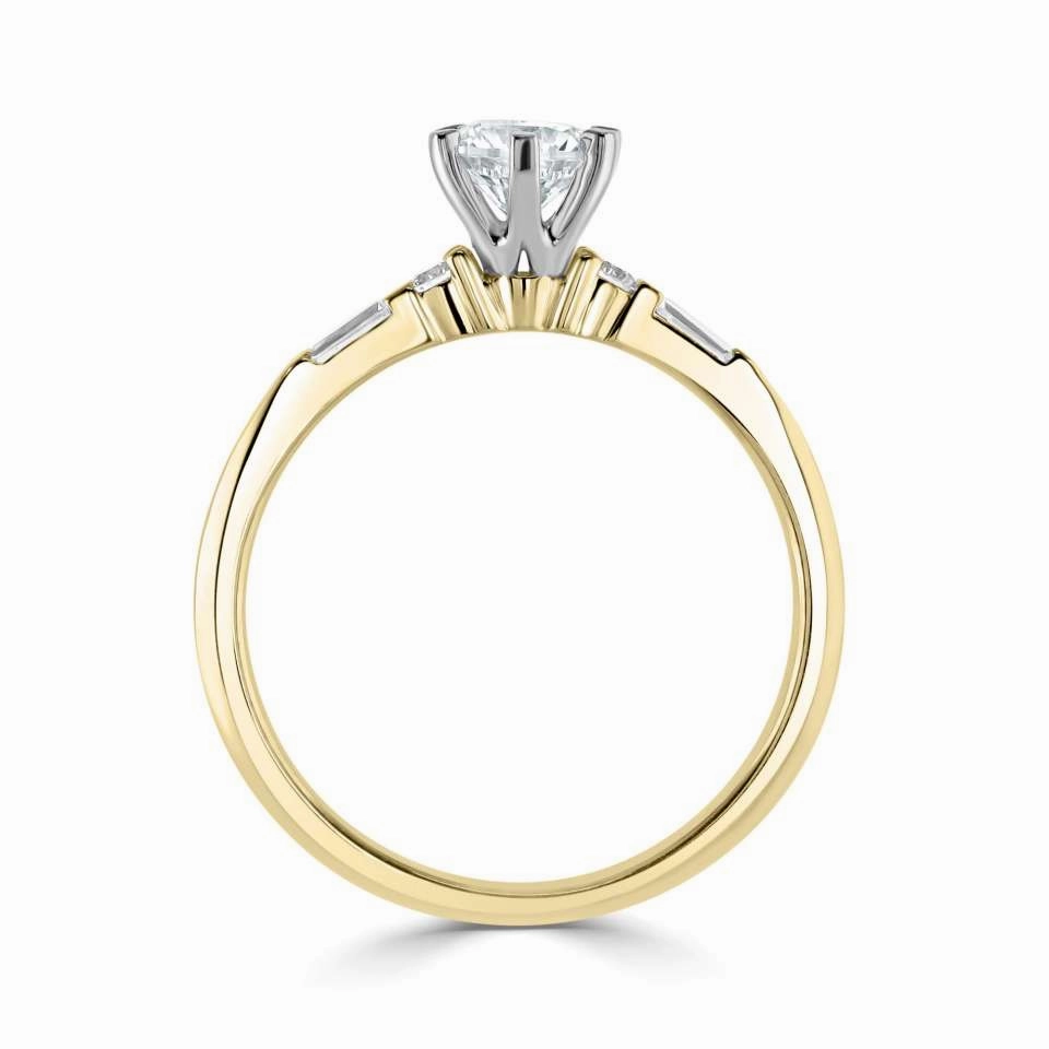 The Gloriosa 18ct Yellow Gold And Platinum Round Brilliant Cut Diamond Solitaire Engagement Ring With Diamond Set Shoulders