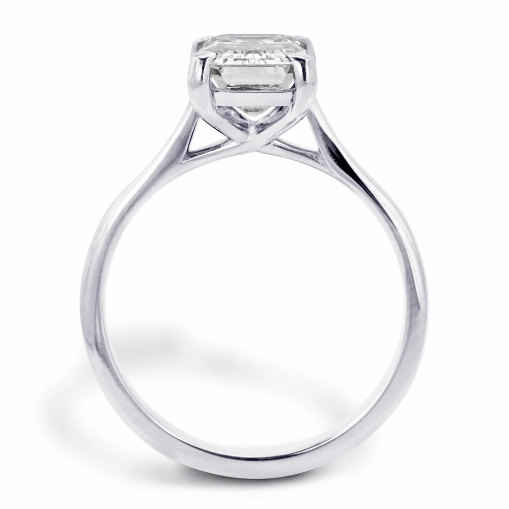 The Hazel Platinum Emerald Cut Diamond Solitaire Engagement Ring