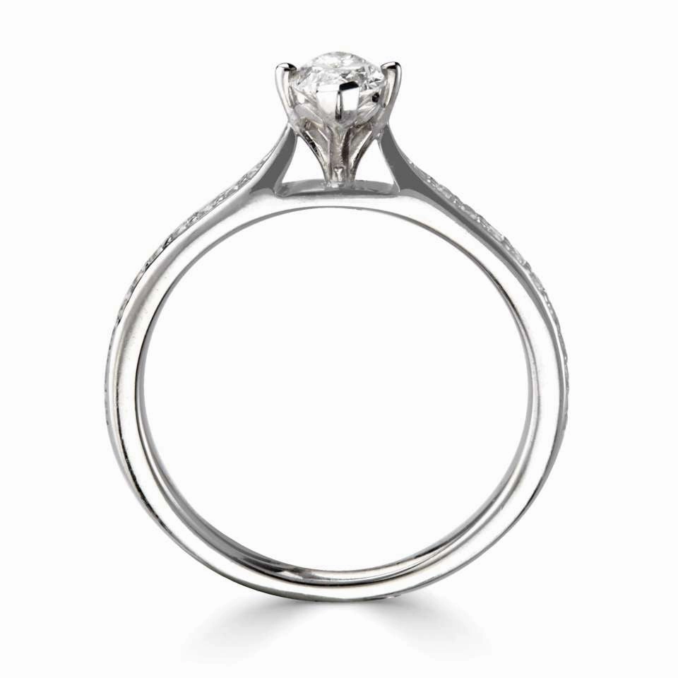 The Ivy Platinum Marquise Cut Diamond Solitaire Engagement Ring With Diamond Set Shoulders