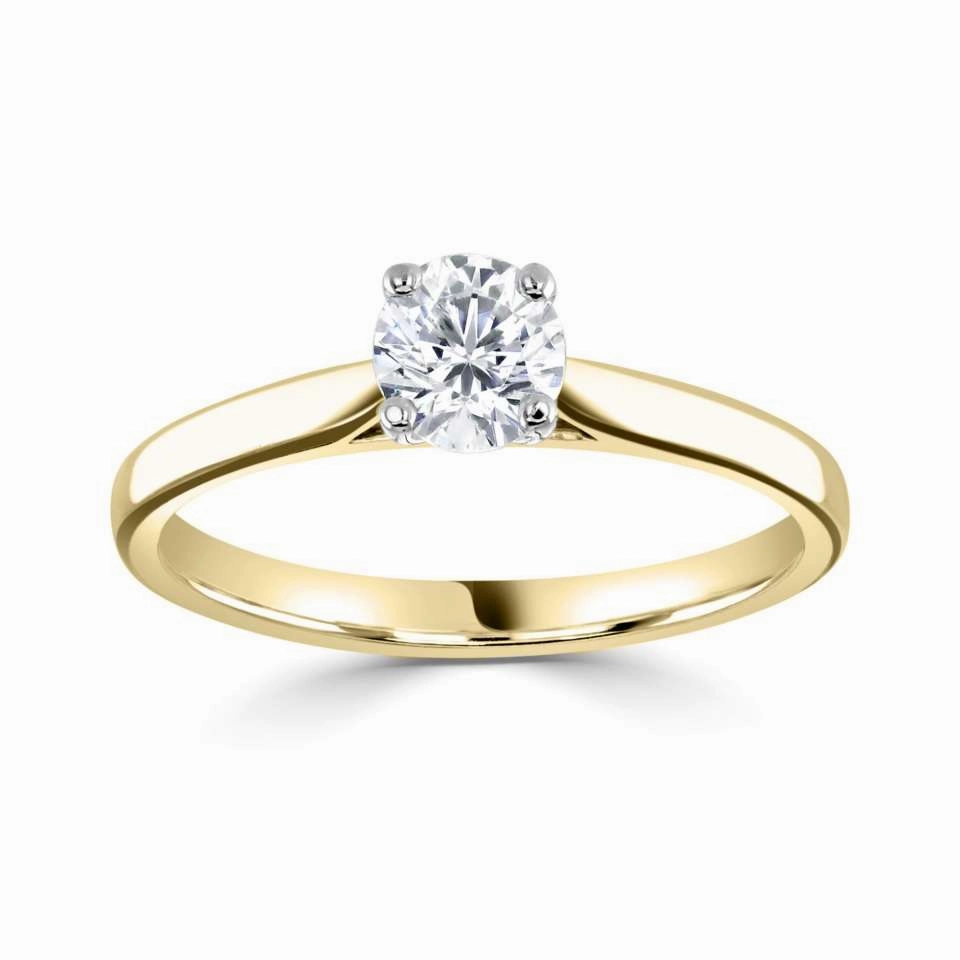 The Magnolia 18ct Yellow Gold And Platinum Round Brilliant Cut Diamond Solitaire Engagement Ring