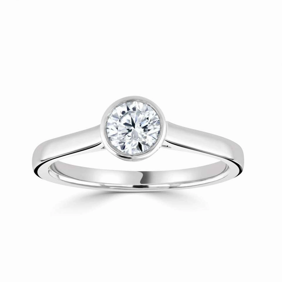 The Mimosa Platinum Round Brilliant Cut Diamond Solitaire Engagement Ring