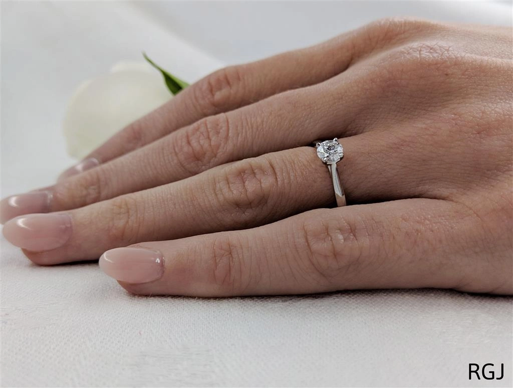 The Open Tulip Platinum 0.40ct Round Brilliant Cut Diamond Solitaire Engagement Ring