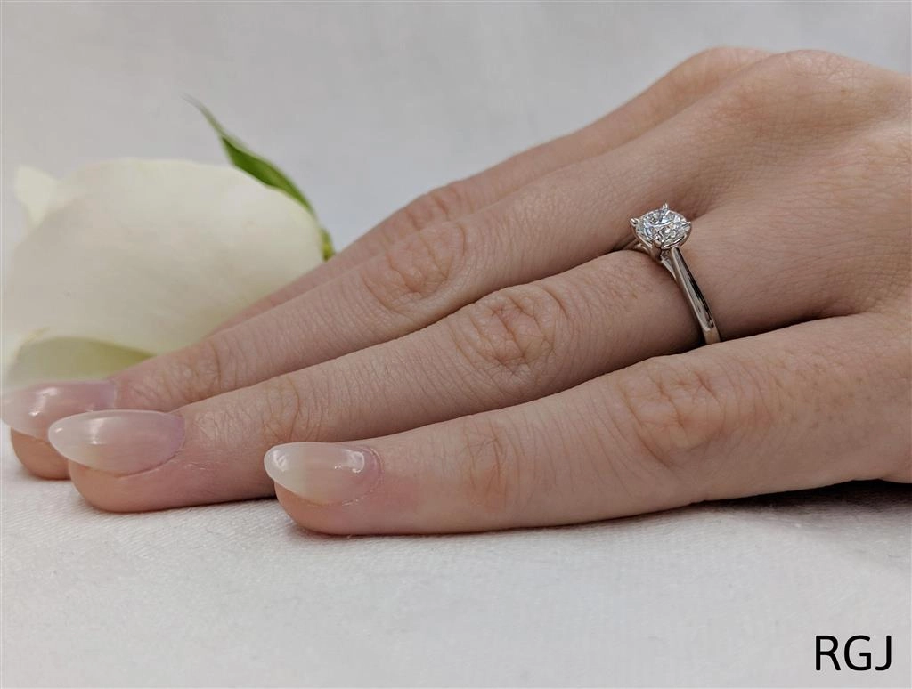 The Open Tulip Platinum 0.65ct Round Brilliant Cut Diamond Solitaire Engagement Ring