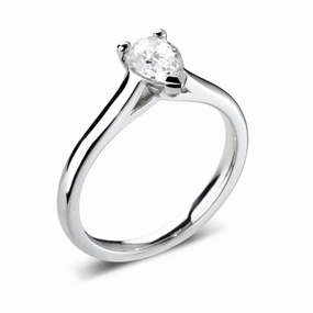 The Petunia Platinum Pear Cut Diamond Solitaire Engagement Ring